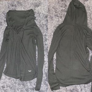 Ribbed olive green Hollister long sleeve hoodie